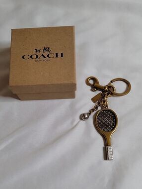 Coach Gold-Tone Tennis Racket Key Chain with Silver Accent